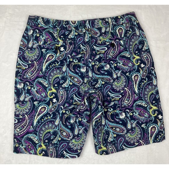 Lands' End Women's Bermuda Shorts Blue Paisley Fit 2 Size 8 - Picture 4 of 7